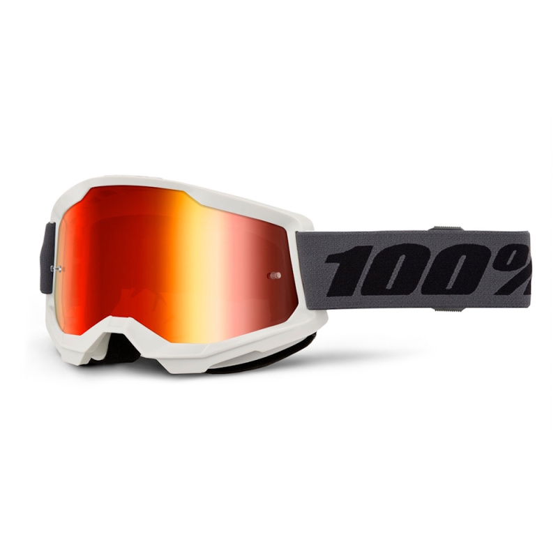 Motokrosové brýle 100% Strata 2 New Mirror Šedé, červené plexi
