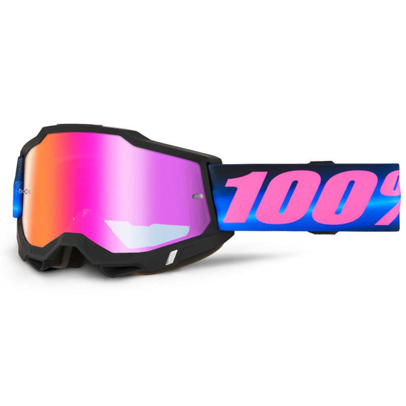 Motokrosové brýle 100% Accuri 2 Mirror Superdome modro-růžová, červené plexi