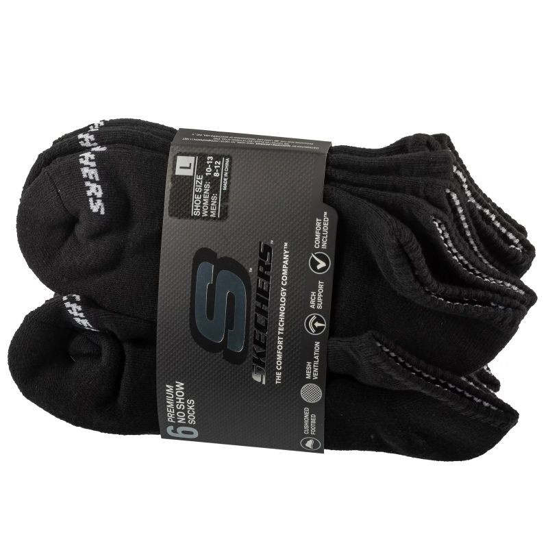 Skechers 6ks Unisex 1/2 froté ponožky S118210-BLK Black 41-46 41-46