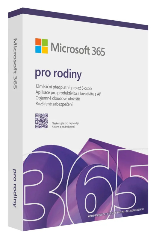 Microsoft 365 pro domácnosti - předplatné na 1 rok pro 6 uživatelů CZ