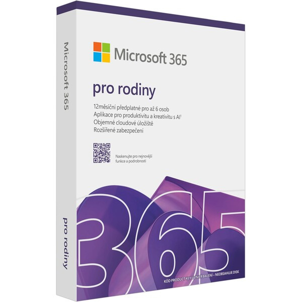 Microsoft 365 pro domácnosti - předplatné na 1 rok pro 6 uživatelů CZ krabicová verze