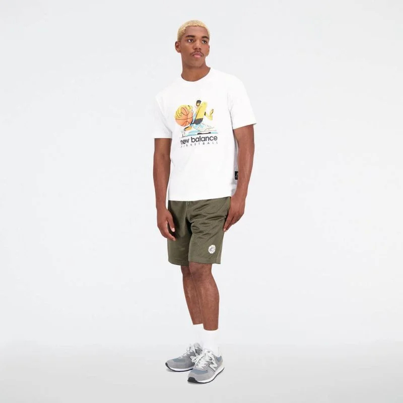 New Balance Hoops Cotton Jersey Short Wt M MT31589WT tričko M