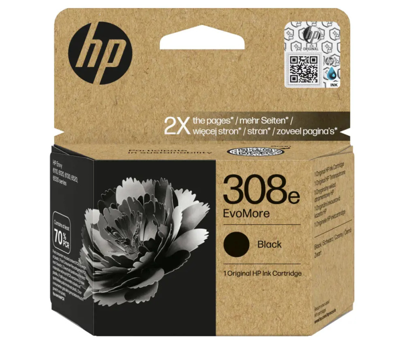 HP 7FP22UE č. 308e EvoMore černá originální Černá