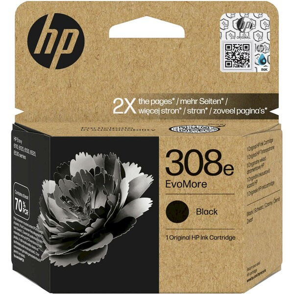 HP 7FP22UE č. 308e EvoMore černá originální Černá