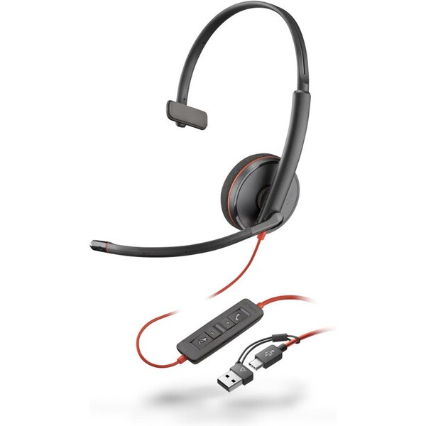 Poly Blackwire 3210 Headset + USB-C/A adaptér