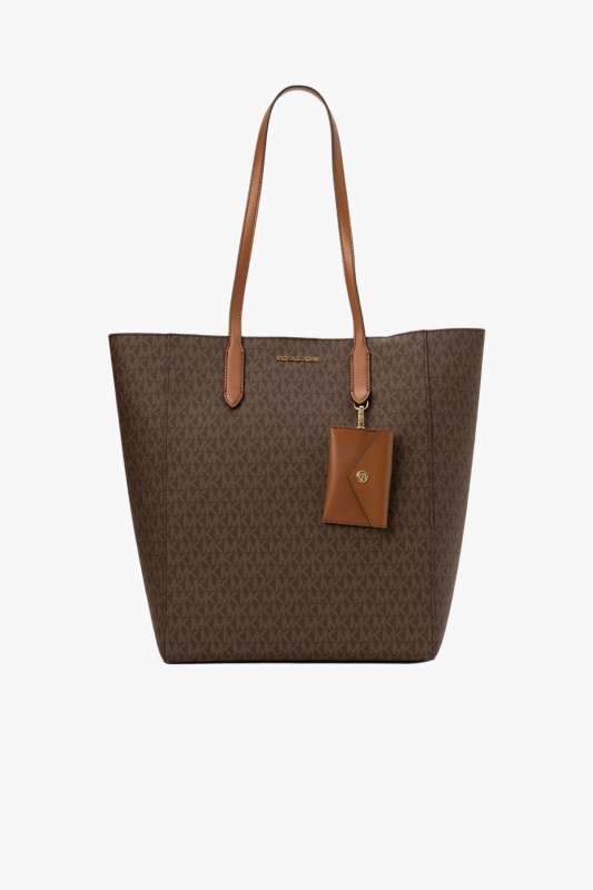 Michael Kors VINCENT large tote with card case brown monogram dámská kabelka a peněženka