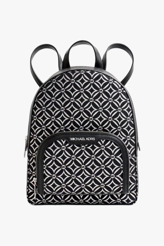 Michael Kors JAYCEE MD logo jacquard backpack black silver dámský batoh