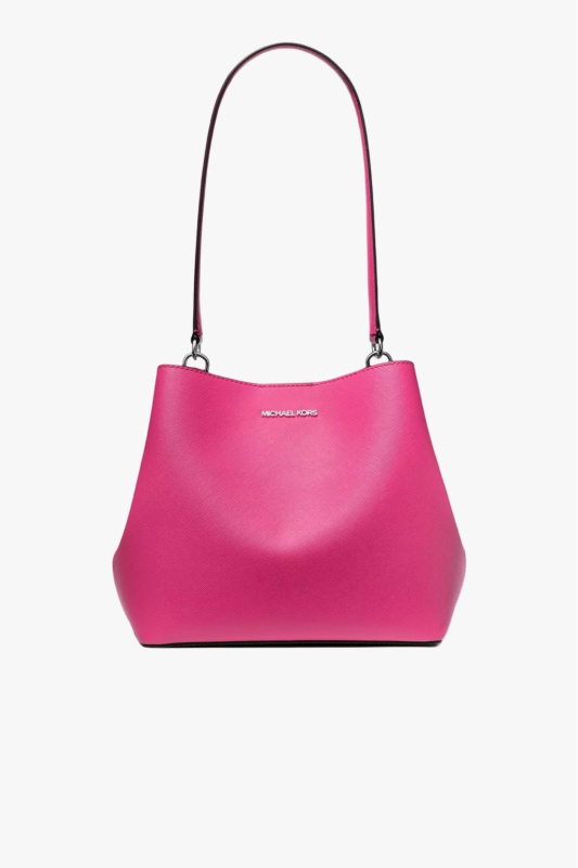 Michael Kors PRATT medium bucket shoulder kožená dámská kabelka růžová