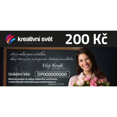 Dárkové poukazy Dárek pro paní učitelku - poukaz na 200 Kč