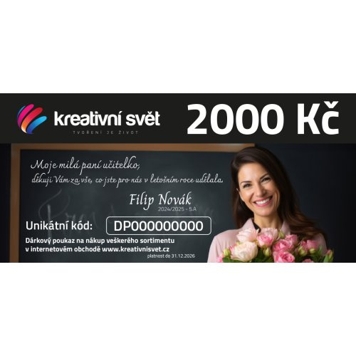 Dárkové poukazy Dárek pro paní učitelku - poukaz na 2000 Kč