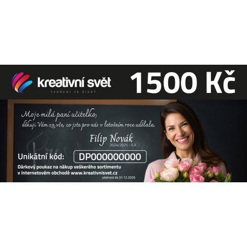 Dárkové poukazy Dárek pro paní učitelku - poukaz na 1500 Kč