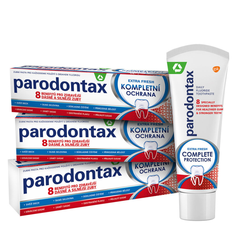 Parodontax Complete Protection Extra Fresh zubní pasta s fluoridem pro zdravé zuby a dásně 3x75 ml