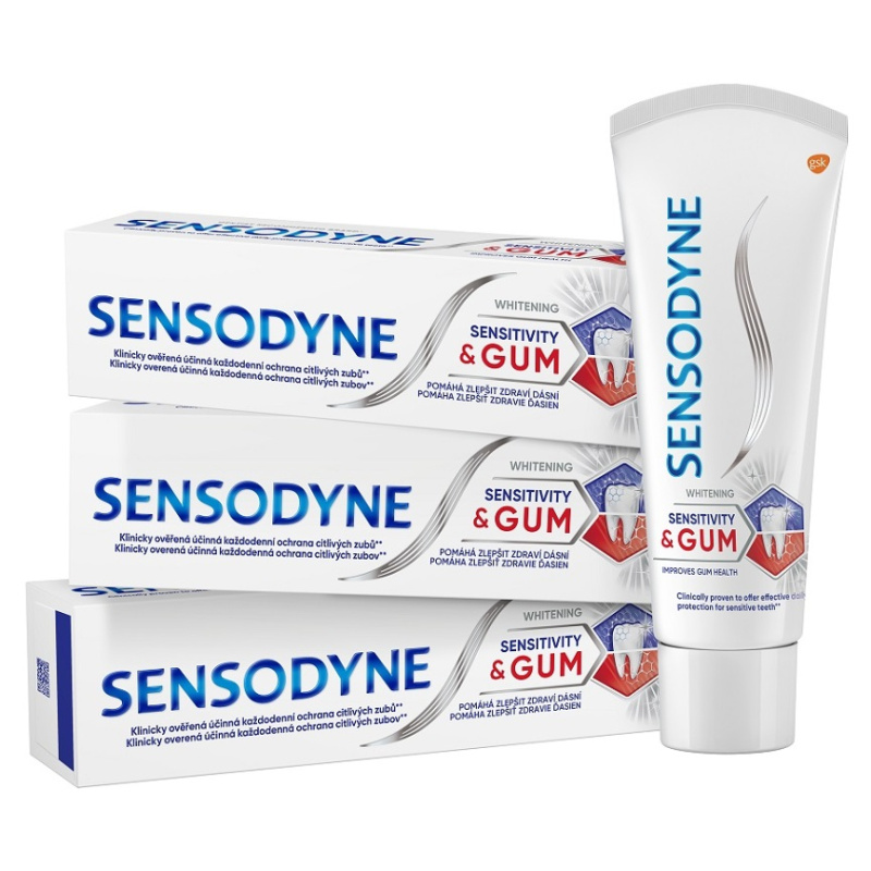 Sensodyne Sensitivity & Gum Whitening bělicí zubní pasta pro ochranu zubů a dásní 3x75 ml