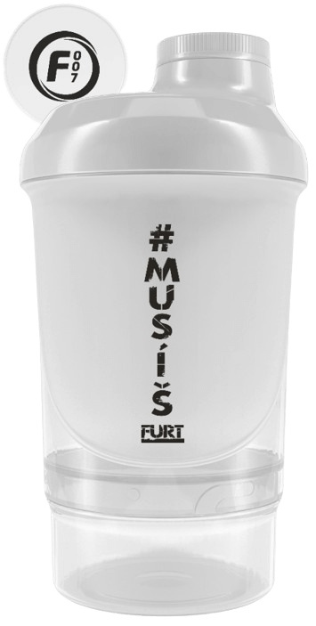 Fitness007 šejkr #musíšfurt 300 ml + 150 ml - bílá