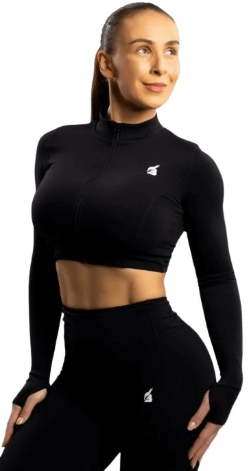 Booty Simple - Crop Top Zipper BLACK - S