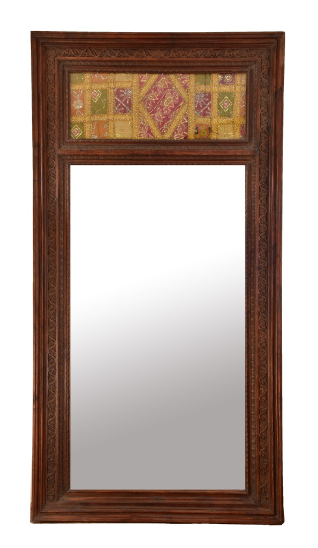 Sanu Babu Zrcadlo v rámu ze starého portálu, ručně vyřezávaného, 141x10x273cm
