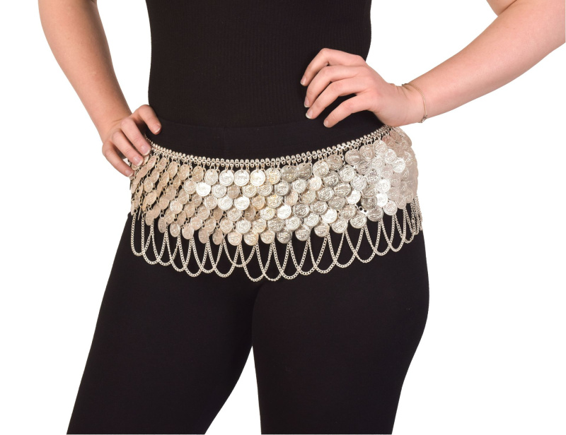 Sanu Babu Pásek, šest řad penízků, řetízek do obloučků - bohatý