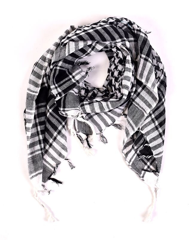 Sanu Babu Šátek "Palestina" (arabský šátek) bílo-černý, bavlna, 100x100cm
