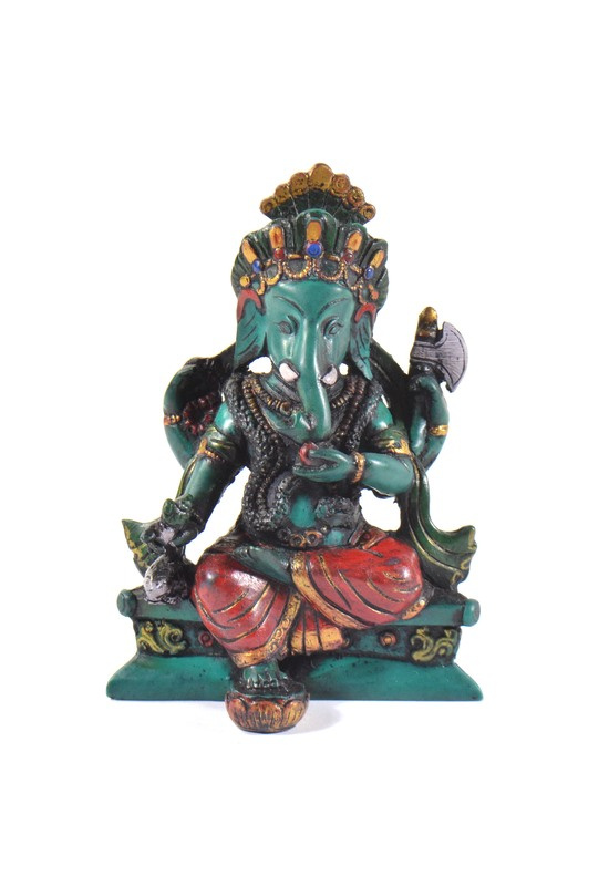 Sanu Babu Ganesh sedící, tyrkysový, ručně barvený, 11cm