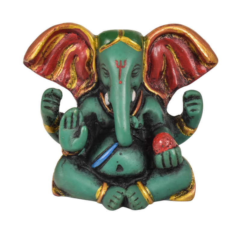 Sanu Babu Ganesh baby sedící, tyrkysový, ručně malovaný, 8cm