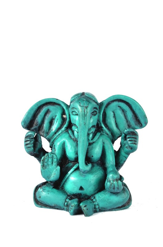 Sanu Babu Ganesh, tyrkysový, sedící, pryskyřice, 5cm (8C)