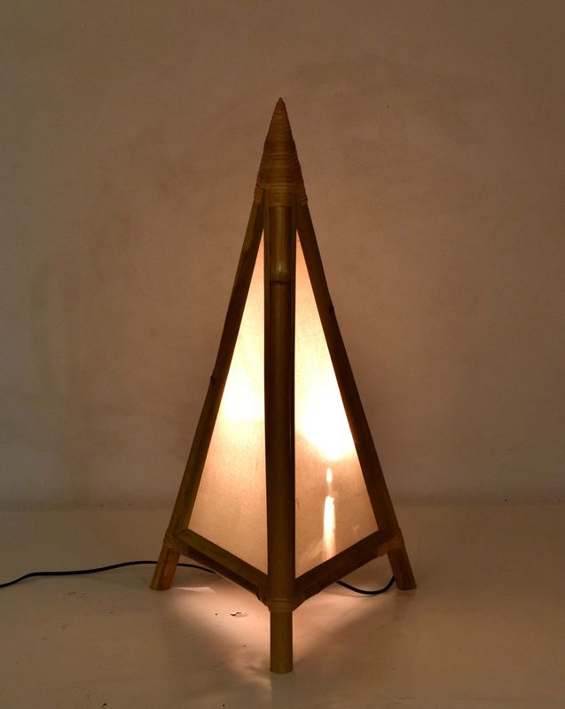 Sanu Babu Stojací lampa/stínidlo z bambusu a látky, 40x40x80cm