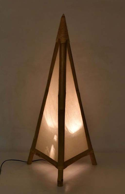 Sanu Babu Stojací lampa/stínidlo z bambusu a látky, 45x45x100cm
