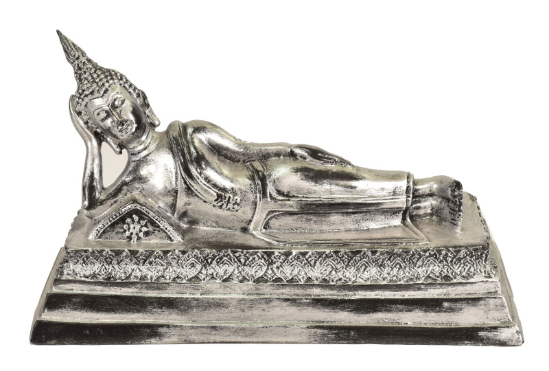 Sanu Babu Narozeninový Buddha, úterý, pryskyřice, stříbrná patina, 30cm