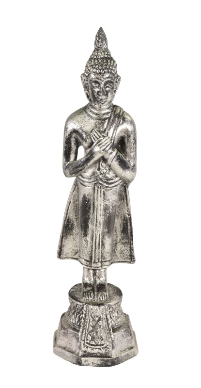 Sanu Babu Narozeninový Buddha, pátek,  pryskyřice, stříbrná patina, 30cm