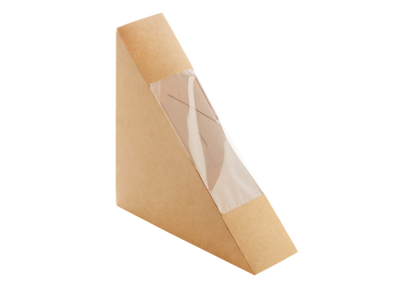 EcoPack Papírový box EKO na sendvič 130x130x40 mm hnědý s okénkem ideal pack® bal/50 ks Balení: 50