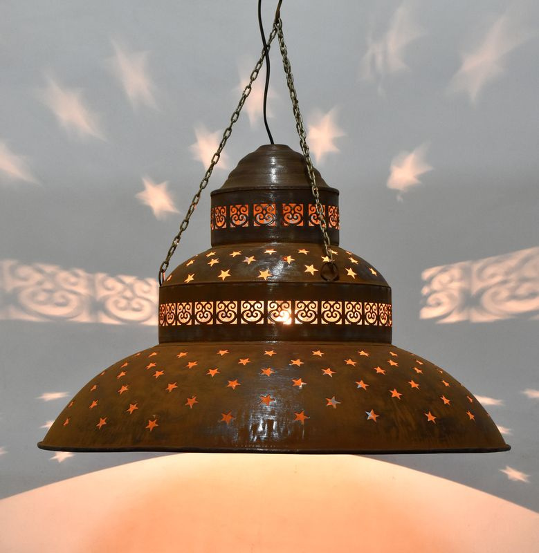 Sanu Babu Kovová lampa v orientálním stylu, rez, 61x61x42cm
