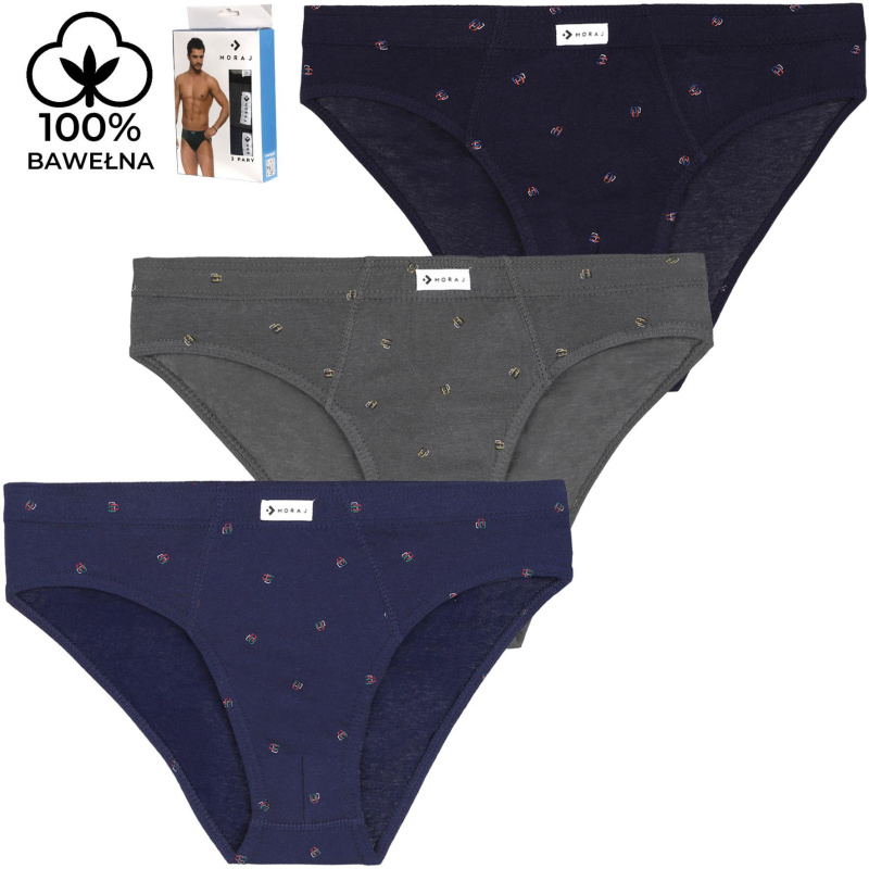 Pánske bavlnené slipy Moraj  3-Pak BMM181 Barva: Černá, Velikost: 2XL