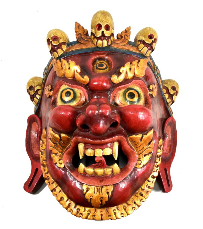 Sanu Babu Dřevěná maska, Bhairab, ručně malovaná, 38x44cm