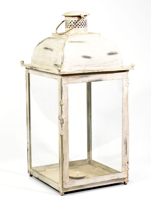 Sanu Babu Kovová lucerna, bílá patina, 29x29x66cm