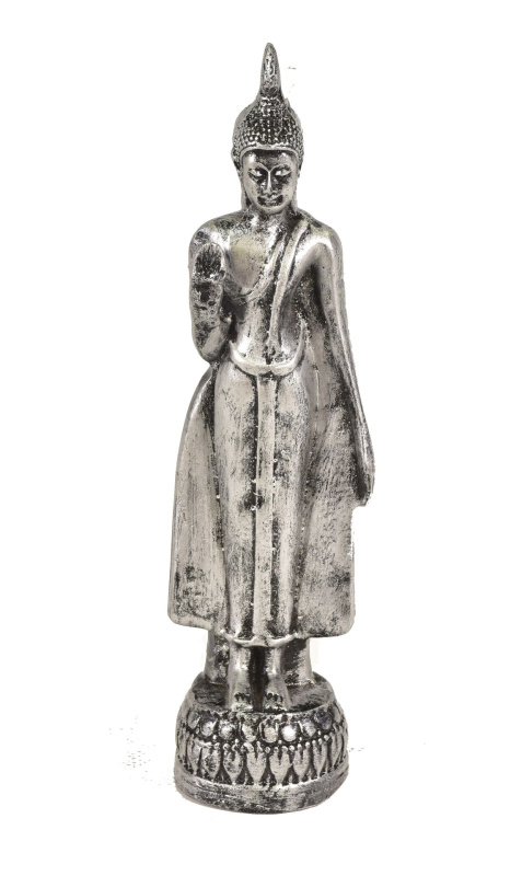 Sanu Babu Narozeninový Buddha, pondělí, stříbrná patina, 20cm