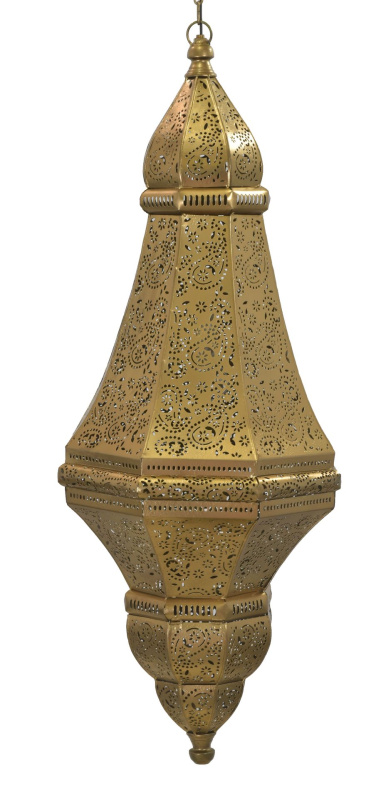 Sanu Babu Kovová lampa v orientálním stylu, zlatá, 37x37x85cm