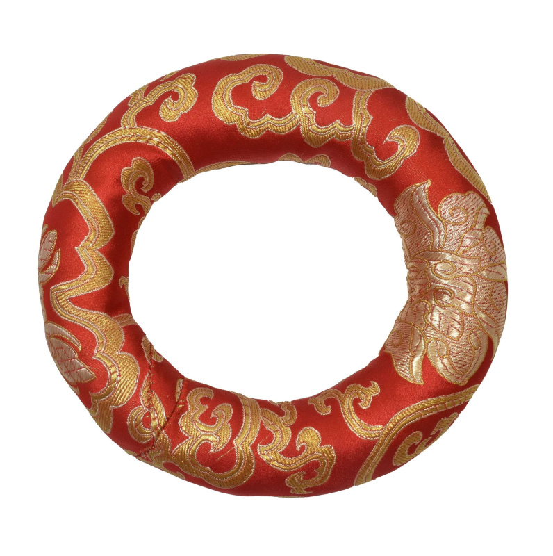 Sanu Babu Podložka pod tibetskou mísu z červeného brokátu, prům. 14cm