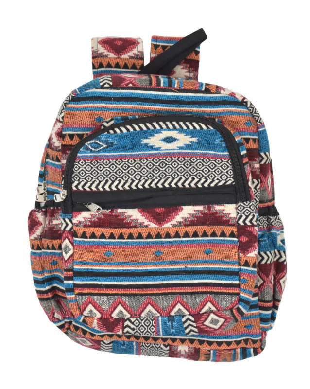 Sanu Babu Batoh, barevný, Aztec design, kapsy, zip, nastavitelné popruhy, 34x36 cm