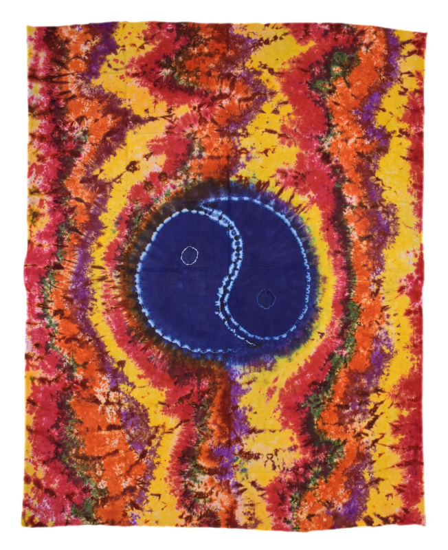 Sanu Babu Přehoz na postel, Jing a Jang, duhová batika, 200x220cm