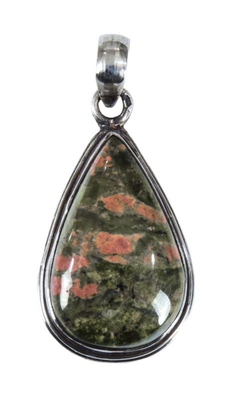 Sanu Babu Přívěšek s Unakitem, stříbro (AG 925/1000) 3,5cm, 8g,  Nepál (2A)
