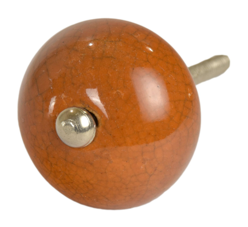 Sanu Babu Malovaná porcelánová úchytka na šuplík, hnědá, popraskaný efekt, průměr 3,7cm