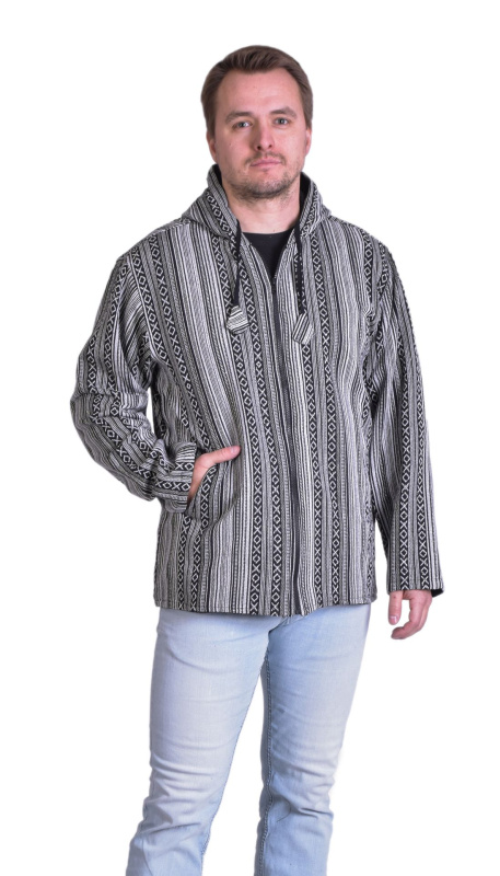 Sanu Babu Bunda s kapucí, Ghari, černobílá, podšívka, zapínání na zip XL