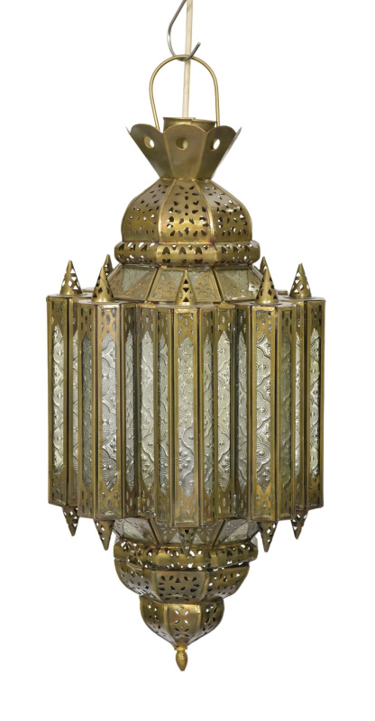 Sanu Babu Mosazná lampa v arabském stylu, čiré sklo, 26x26x50cm