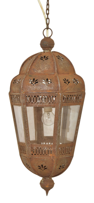 Sanu Babu Kovová lampa v orientálním stylu, rez, 25x25x53cm (6A)