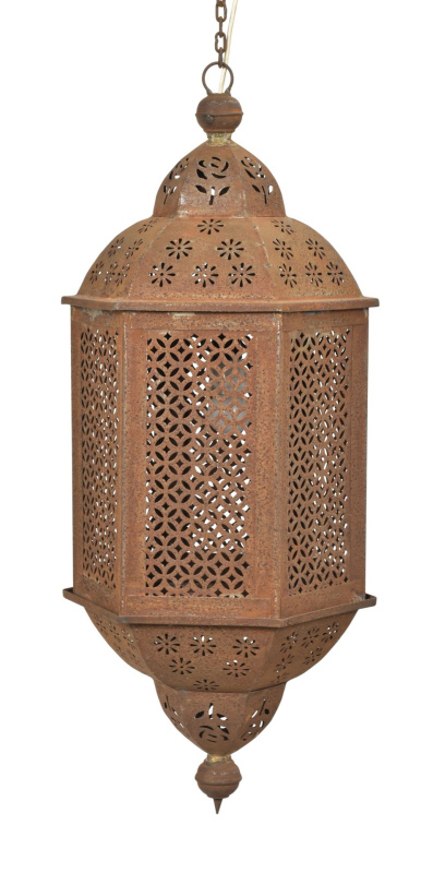 Sanu Babu Kovová lampa v orientálním stylu, rez, 30x30x75cm