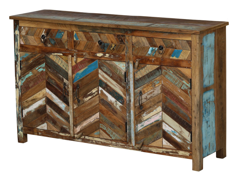 Sanu Babu Komoda v "Goa" stylu, z teakového dřeva, 150x43x92cm