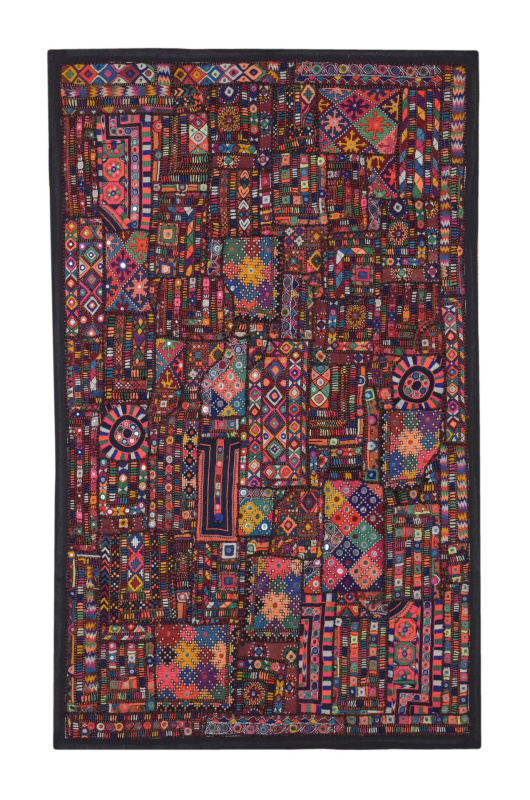 Sanu Babu Unikátní tapiserie z Rajastanu, barevná, ruční vyšívání, 140x91cm (2A)