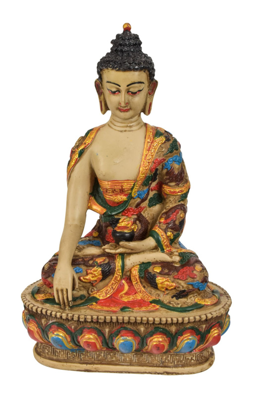 Sanu Babu Buddha Šákjamuni, ručně vyřezávaný, barvený, 18x12x27cm