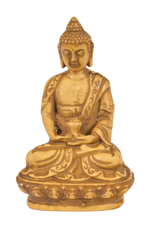 Sanu Babu Buddha Amithába, okrový, pryskyřice, 9cm