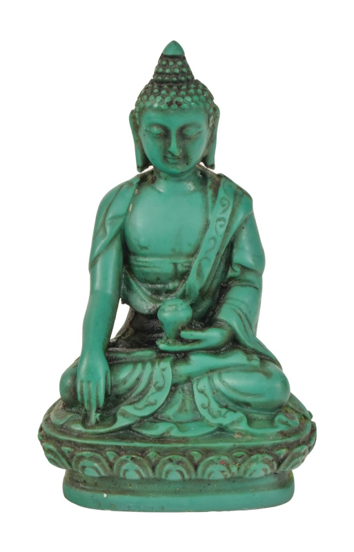 Sanu Babu Buddha Šákjamuni, tyrkysový, pryskyřice, 9cm